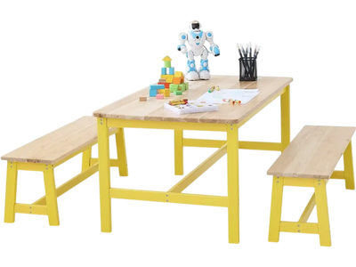 Vevor Kids Table and Bench Set Wood Activity Table for Art, Craft, Reading and Learning New