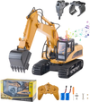 VEVOR Remote Control Excavator Toy, 15 Channel, 3 in 1 Remote Control Digger with Metal Shovel, 1:14 Scale RC Excavator with Light & Sound, Full Functional Construction Vehicles for Kids, 2 Batteries