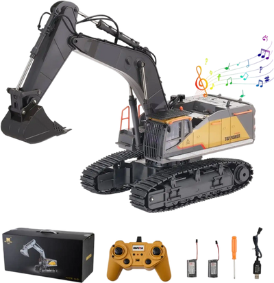 VEVOR Remote Control Excavator Toy, 22 Channel, 1:14 Scale Remote Control Digger with Metal Shovel, RC Excavator with Lights & Sounds, Full Functional Construction Vehicles for Kids, Birthday Present