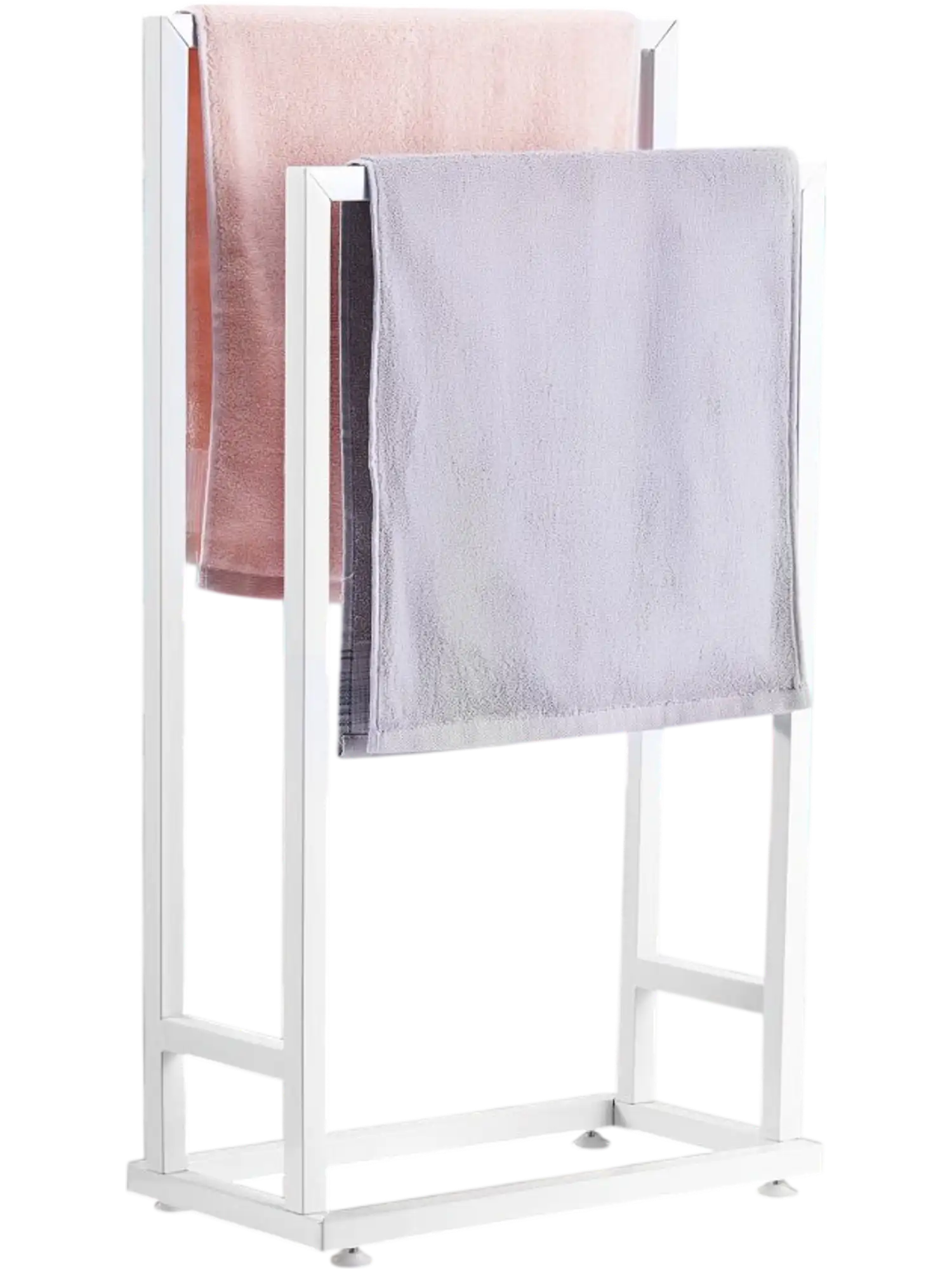Vevor Towel Rack 2-Bar Outdoor Poolside Bathroom Spa Holder White New