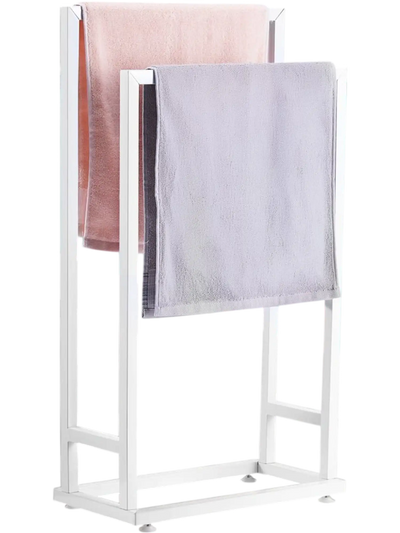 Vevor Towel Rack 2-Bar Outdoor Poolside Bathroom Spa Holder White New