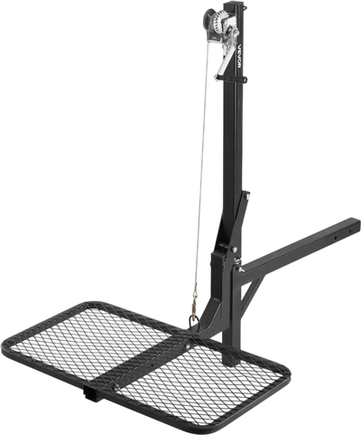 VEVOR Hitch Deer Hoist with Lifting System Platform, 300 lbs Load Capacity, Game Hoist Winch Lift with 2-inch Receiver, 360-Degree Swivel Shaft & Foldable, Hitch-Mounted Deer Hanger for Moving Game