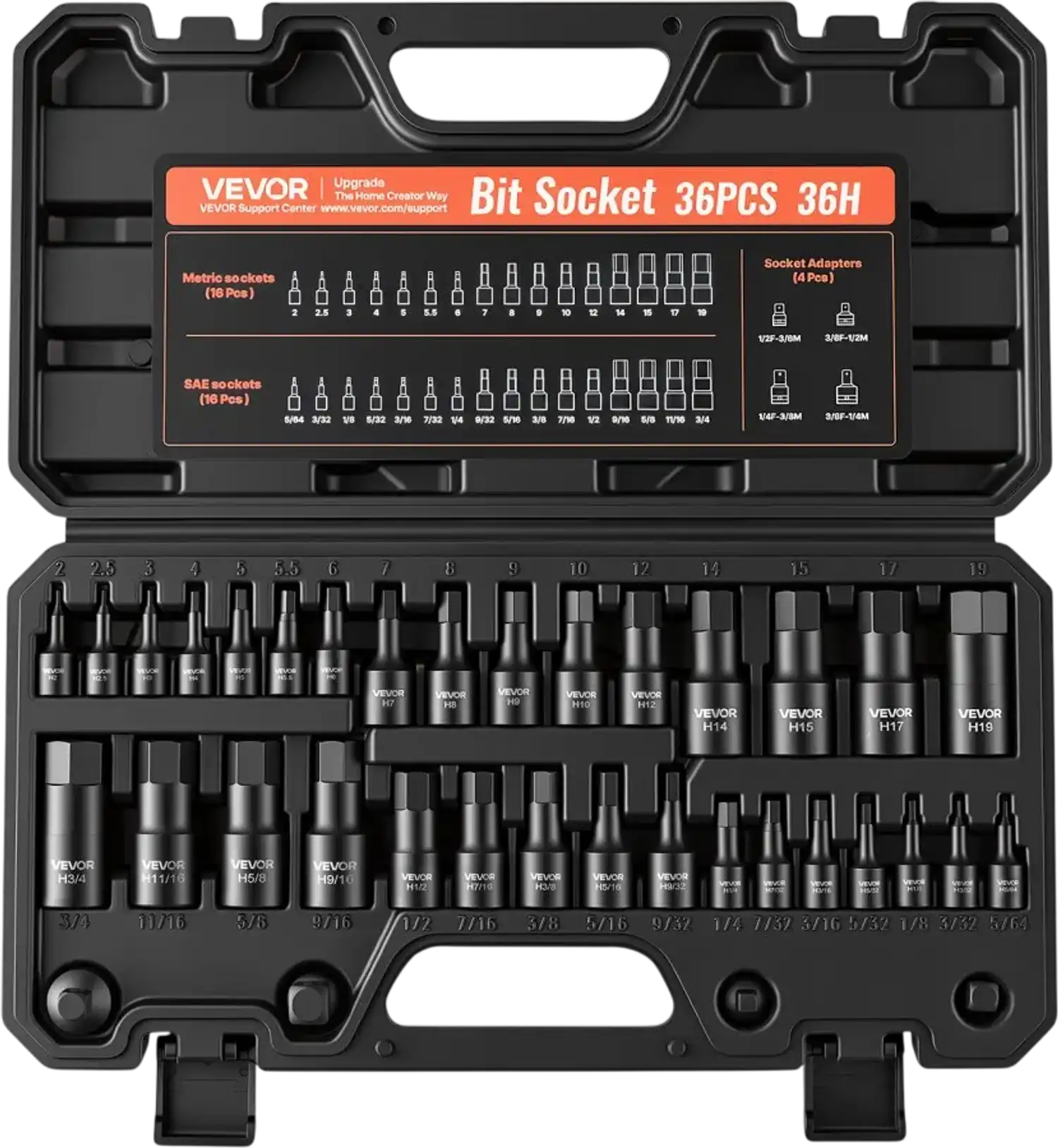 Vevor Hex Bit Socket Set 36-Piece 1/4