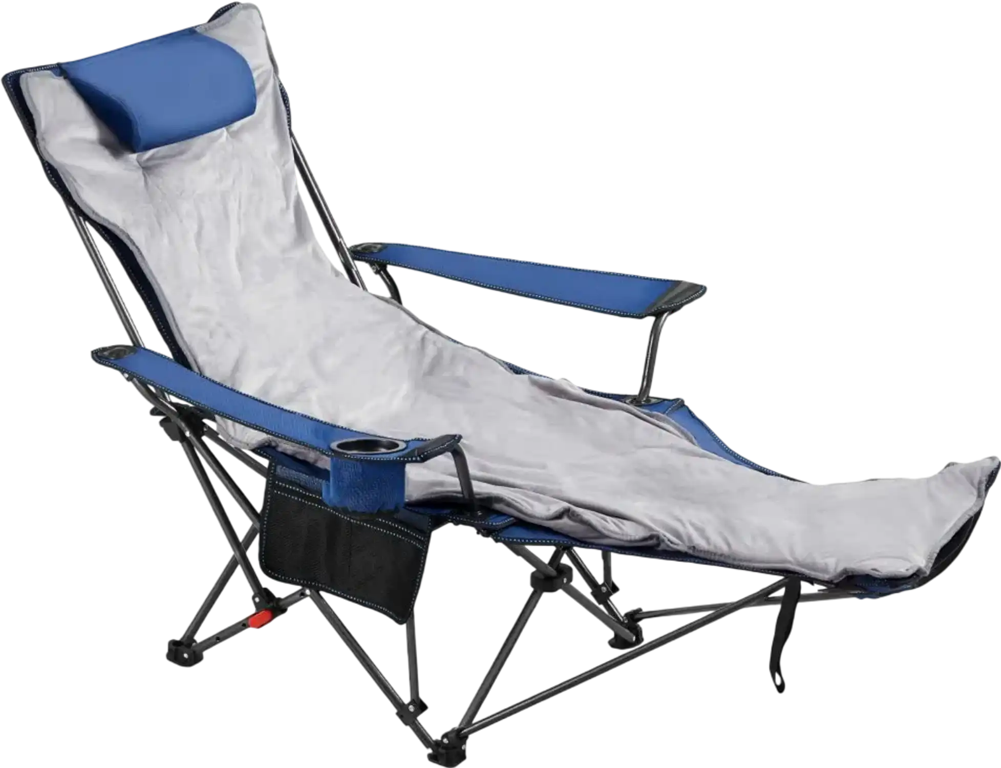Vevor Reclining Chair Folding Camping Lounge Chair with Footrest & Cushion Blue New