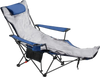 VEVOR Reclining Camping Chair, 4 Adjustable Positions, Portable Folding Lounger for Adults, Mesh Beach Chair with Footrest & Plush Cushion, Supports 220 lbs, Heavy Duty Camp Chairs for Patio, Blue