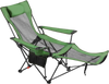 VEVOR Reclining Camping Chair, 4 Adjustable Positions, Portable Folding Lounger for Adults, Mesh Beach Chair with Headrest & Foot Rest, Supports 220 lbs, Heavy Duty Camp Chairs for Patio, Green