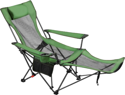 Vevor Reclining Chair Portable Folding Camping Lounger Green New
