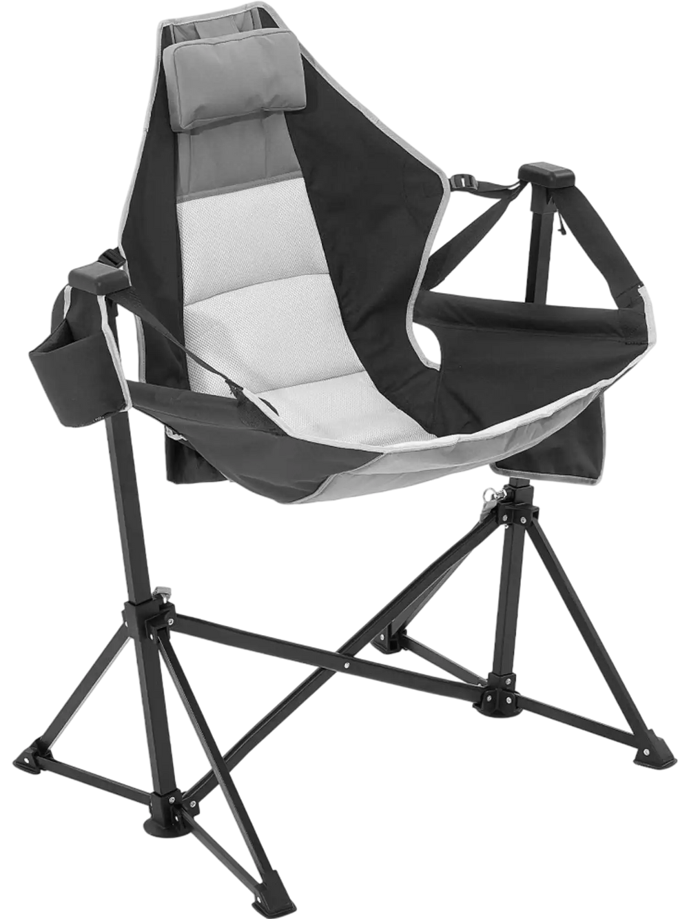 VEVOR Reclining Camping Chair, 300 lbs Load Camping Hammock Chair, Rocking Lounge Folding Chair with Cup Holder Storage Bag Headrest & Adjustable Backrest, for Camping and Other Outdoor Activities