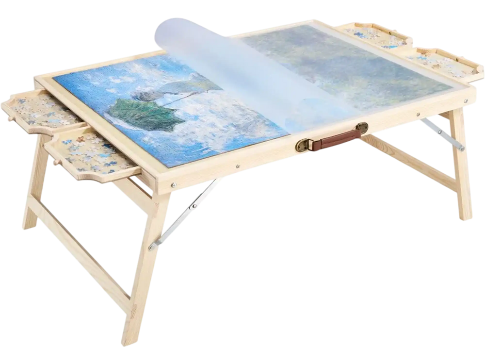 VEVOR 1500 Piece Puzzle Table with Folding Legs, 4 Drawers and Cover, 34x25 in Portable Wooden Board, Jigsaw Puzzle Accessories for Adults, Puzzle Organizer & Storage System, Birthday Gift for Mom
