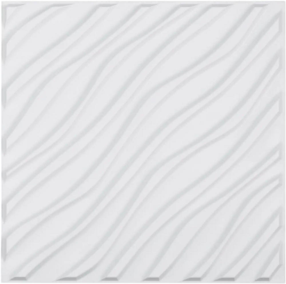VEVOR 3D Wall Panels, 12-Pack 19.7 x 19.7 in PVC Modern Art Minimalist Wave Tiles, 32 Sq.Ft Coverage Accent Wall Panel, Interior Home Decor for Ceiling, Bedroom, Living & Gaming Room, Matte White