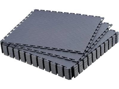 VEVOR Garage Floor Tiles Interlocking, 16 Pack 20.2 x 20.2 x 0.2 in Interlocking Modular Garage Flooring Tiles, Diamond Plate Slip-Resistant PVC Mats for Workshop,Warehouse,Tool Room, Graphite Gray