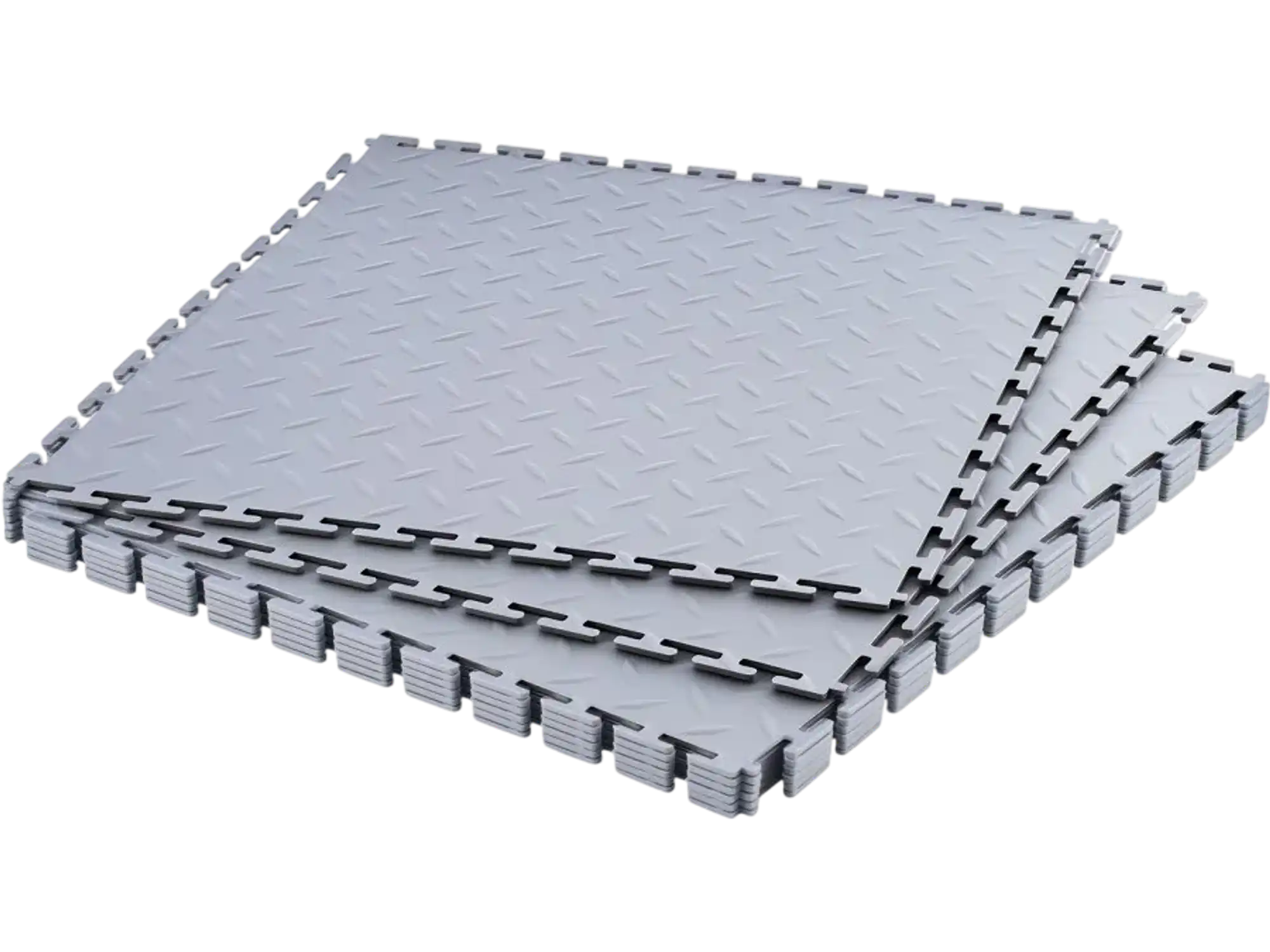 Vevor Garage Floor Tiles Interlocking PVC Diamond Plate Slip-Resistant Silver 8-Pack New
