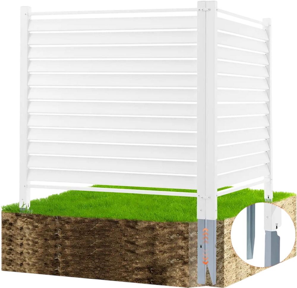 VEVOR 48" W x 48" H Vinyl Privacy Fence Panels, Air Conditioner Fence, Outdoor Privacy Screens for Trash Can, Pool Equipment Enclosure, Privacy Screen Kit Louvered Panels (2 Panels)
