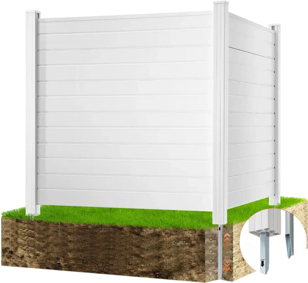 VEVOR Outdoor Privacy Screens, 50" W x 50" H Air Conditioner Fence, Pool Equipment Enclosure, Horizontal Vinyl Privacy Fence, Perfect to Enclose Trash Can and A/C Units (2-Panel)