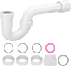 VEVOR P-Trap, 1-1/2 Inch P Trap Sink Drain Pipe Kit with Threaded Adapter and TPU Leak-Resistant Washers, PP Plastic Pipe Basin Waste Kit, Under Sink Plumbing for Kitchen Bathroom Sewer Drain, White