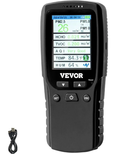 Vevor Air Quality Monitor 8-in-1 Indoor Outdoor AQI Meter New