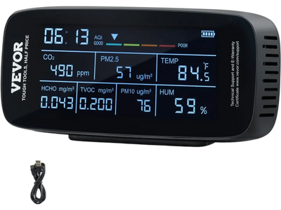 Vevor Air Quality Monitor 9-in-1 Indoor Outdoor CO2 PM2.5 PM10 PM1.0 TVOC HCHO Meter New