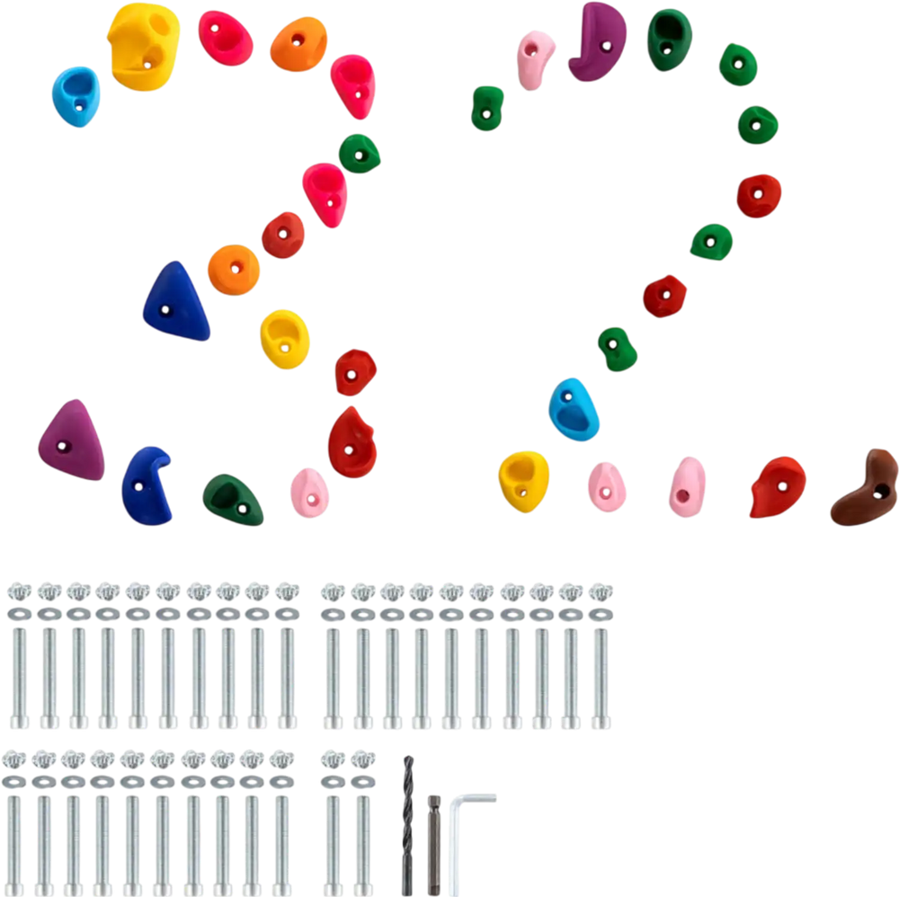 VEVOR 32 Rock Climbing Holds, Multi-Size and Multi-Colored Climbing Rocks for Kids and Adults, Rock Wall Holds with Mounting Hardware, Climbing Wall Grips for Indoor and Outdoor Playground Play Set