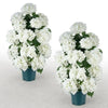 VEVOR Artificial Potted Hydrangeas 30 in 2-Pack Fake Flower Plants White, for Porch, Patio, Entryway, & Home Decor, Indoor & Outdoor Use, Silk and PE Blooms in Pots, Ready to Display Faux Plants