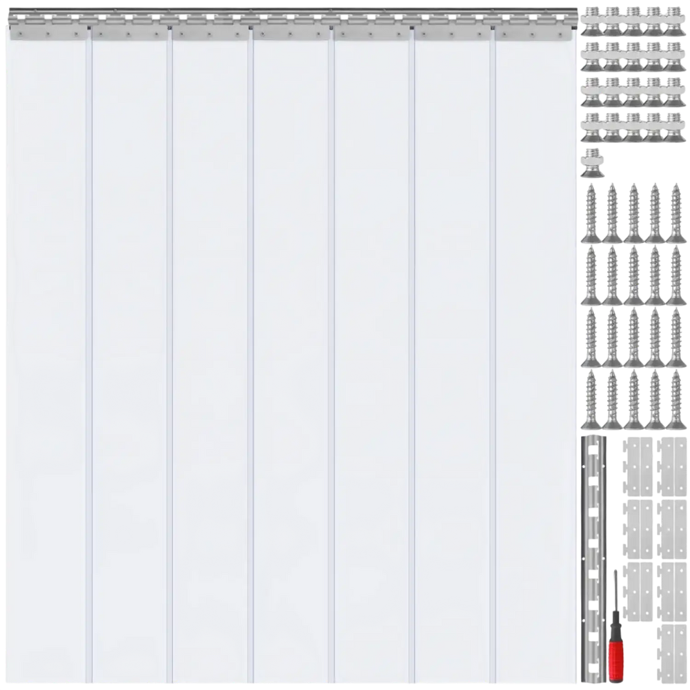 VEVOR Strip Curtain, 84" Height x 42" Width, 0.08" Thickness, 7PCS Clear PVC Strip Door Curtain, Freezer Curtain, Plastic Door Strips for Walk in Freezers, Coolers & Warehouse Doors, with 50% Overlap