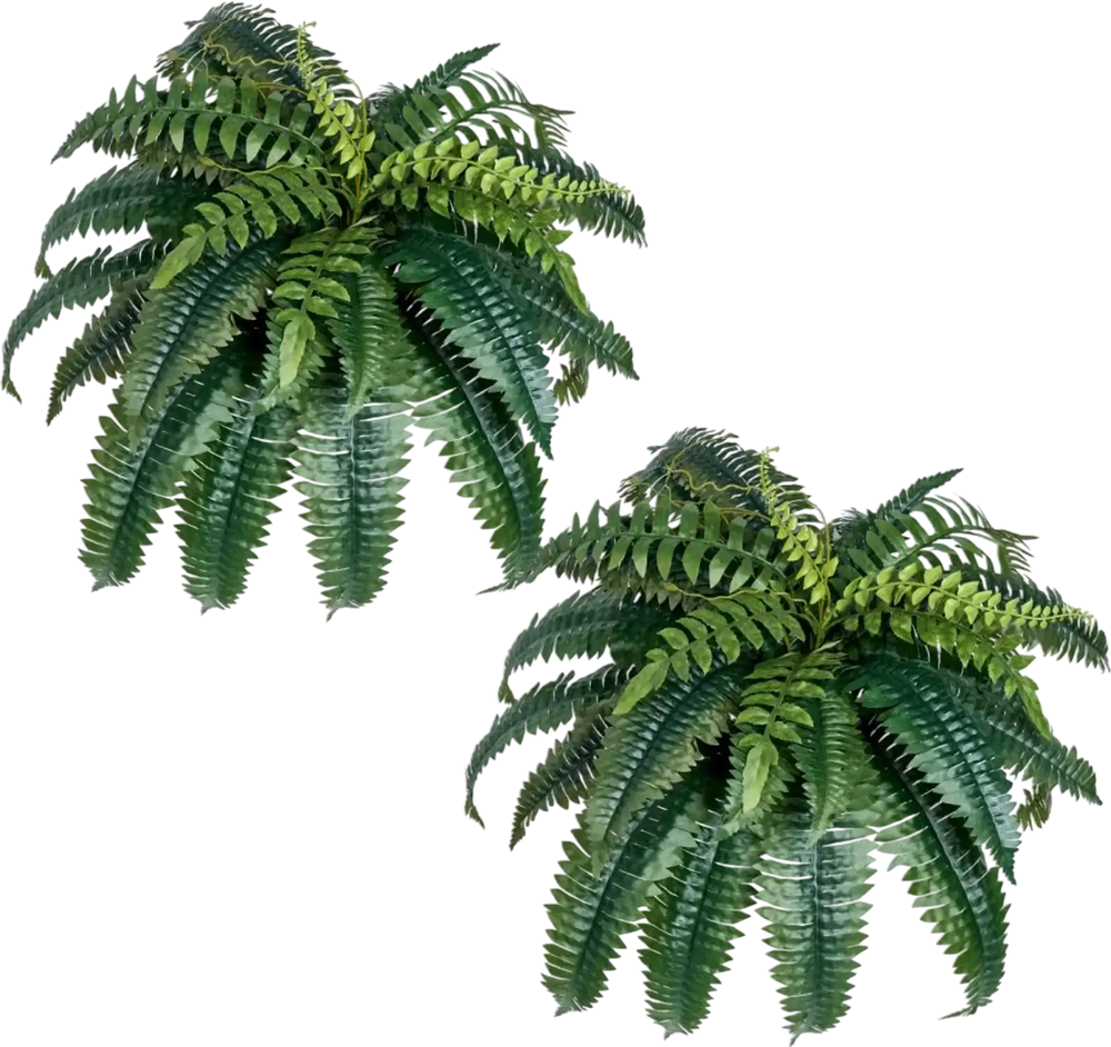 VEVOR Artificial Ferns 2 Pcs, Natural Spread Diameter 35-39 Inch, Large Hanging Artificial Boston Ferns, Fake Plant Wall Decor with 35 Branches, Faux Fern for Home and Office (Flowerpot Unincluded)