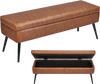 VEVOR Leather Storage Ottoman Bench, PU Leather Bench with Storage and Metal Legs, Upholstered Shoe Benches Seat for Entryway, Modern End of Bed Benches for Living Room, Dining Room, Hallway, Brown
