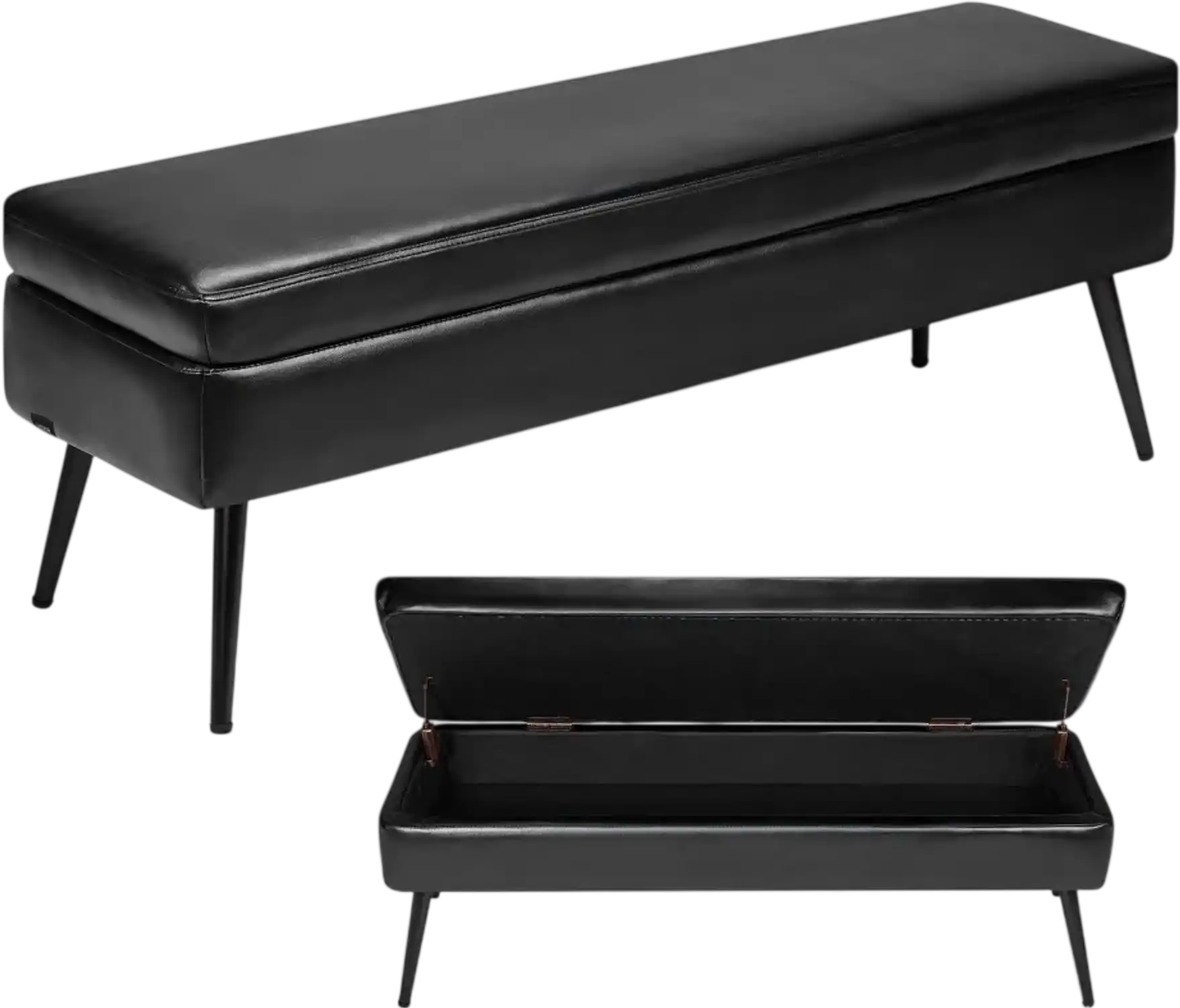Vevor Storage Ottoman Bench PU Leather Shoe Seat with Hidden Storage Black New