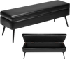 VEVOR Leather Storage Ottoman Bench, PU Leather Bench with Storage and Metal Legs, Modern Shoe Benches Seat for Entryway, Upholstered End of Bed Benches for Living Room, Dining Room, Hallway, Black