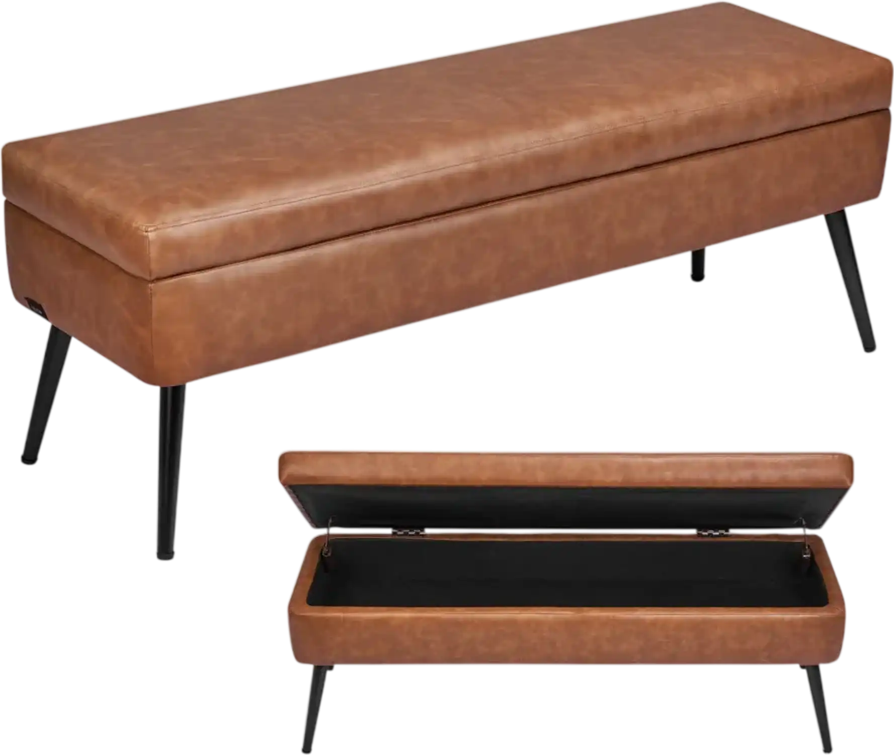 Vevor Storage Ottoman Bench PU Leather Hidden Storage Brown New