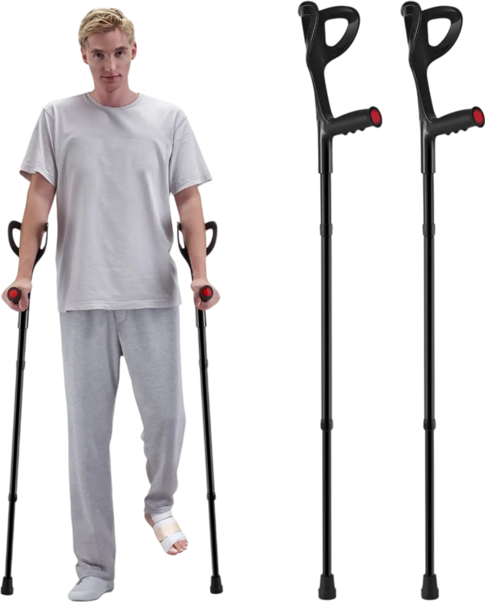 VEVOR Forearm Crutches for Adults, Folding Walking Forearm Crutches with 10-Level Adjustable Height, Lightweight Aluminum Medical Crutches with Open Cuff for Leg Injury Surgery Disabled, 1 Pair 350LBS