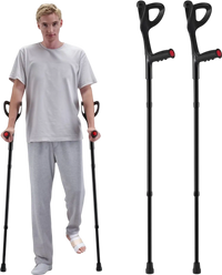 VEVOR Forearm Crutches for Adults, Folding Walking Forearm Crutches with 10-Level Adjustable Height, Lightweight Aluminum Medical Crutches with Open Cuff for Leg Injury Surgery Disabled, 1 Pair 350LBS