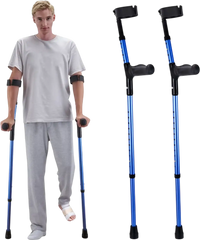 VEVOR Forearm Crutches for Adults, 11-Level Height Adjustable Walking Crutches with 4-Level Upper Cuff, Lightweight Aluminum Medical Support Crutches for Leg Injury Surgery Disabled, 1 Pair (350LBS)