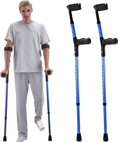 VEVOR Forearm Crutches for Adults, 11-Level Height Adjustable Walking Crutches with 4-Level Upper Cuff, Lightweight Aluminum Medical Support Crutches for Leg Injury Surgery Disabled, 1 Pair (350LBS)