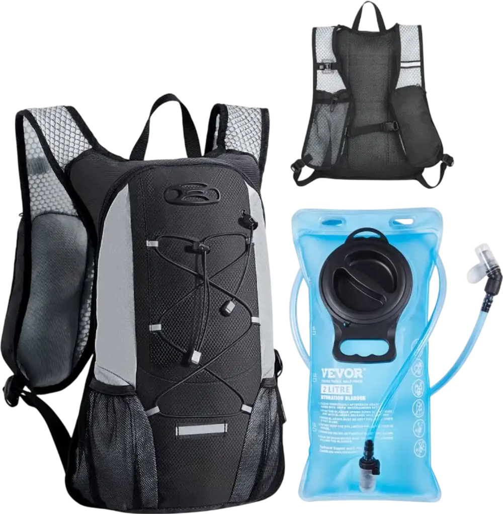 VEVOR Hydration Backpack with 2L TPU Water Bladder, Hydration Pack Backpack, Lightweight Hiking Water Backpack for Men Women, Hydro Water Daypack for Hiking, Running, Cycling, Camping & Rave