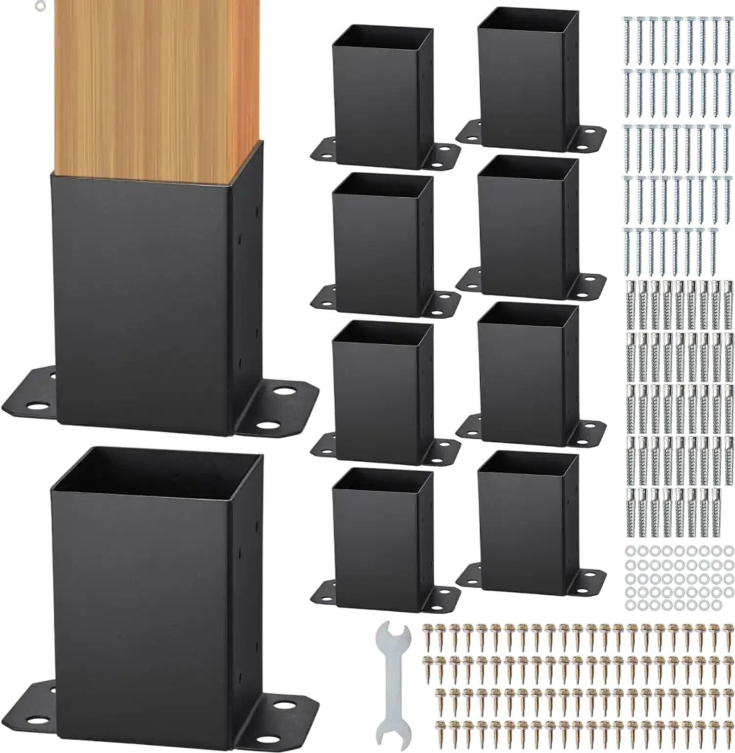 Vevor Post Base 10-Piece 4x4 Heavy Duty Powder-Coated Matte Black Brackets New