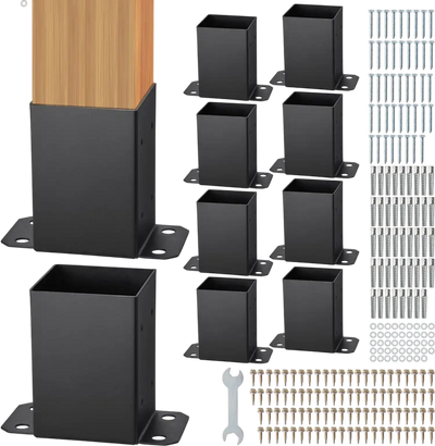 Vevor Post Base 10-Piece 4x4 Heavy Duty Powder-Coated Matte Black Brackets New