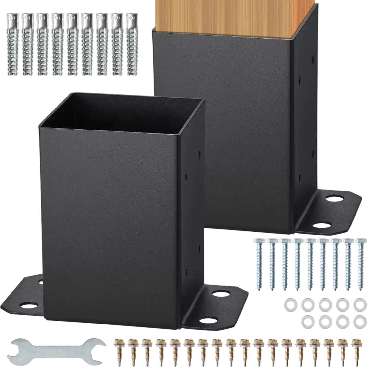 Vevor Post Base 4x4 2-Pc Matte Black Wood Post Brackets New