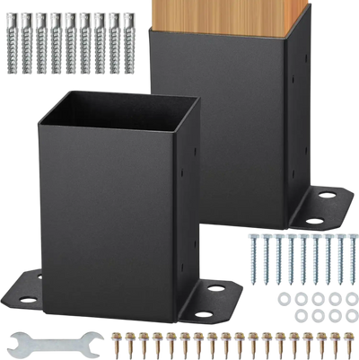 Vevor Post Base 4x4 2-Pc Matte Black Wood Post Brackets New