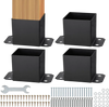 VEVOR 6x6 Post Base 4 Pcs, Inner Size 5.6"x5.6" Post Base Brackets, Heavy Duty Powder-Coated Post Anchor Matte Black Wood Post Brackets for Pavilion Deck Railing Support Deck Base Plate