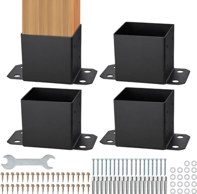 Vevor Post Base 6x6 4-Piece Heavy Duty Matte Black Brackets New