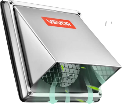 VEVOR 6 inch External Extractor Wall Vent Cover, Square AC Vent Gable Cover, Premium Stainless Steel & with Built-in a Protection Screen, for House,Bathroom,Garage,Kitchen,Basement (1 Pack, Silver)