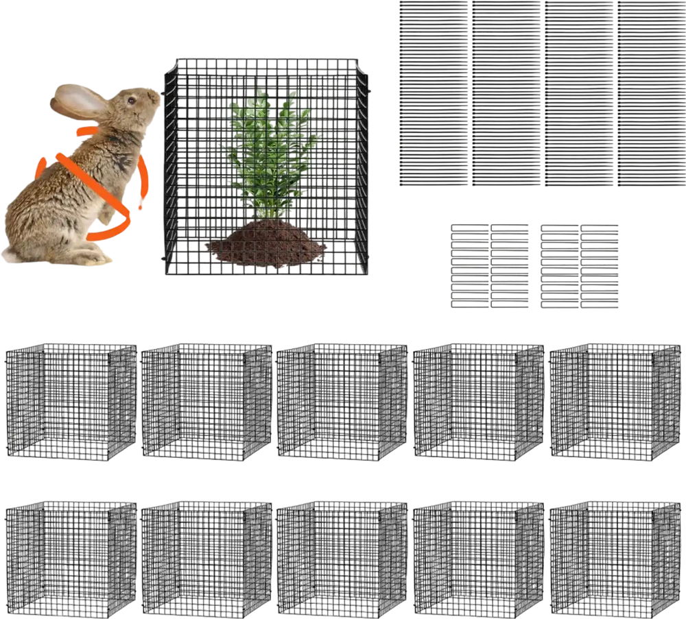 VEVOR 10 Pack Plant Protector from Animals, 12'' x 12''  Chicken Wire Plant Protector, Plant Cages for Outdoor Plants, Flowers & Vegetables, Keeps Bunny Chicken Squirrels Out, 40pcs Metal Mesh