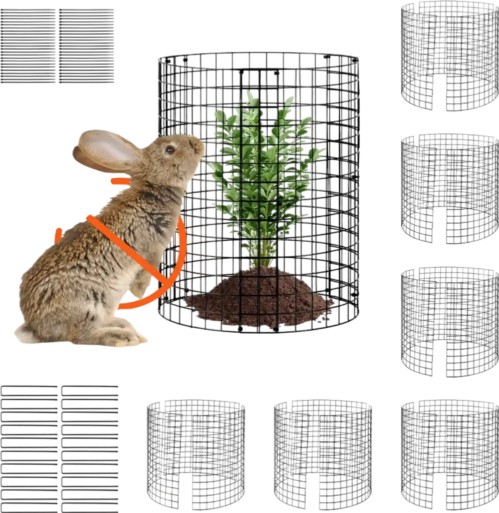 VEVOR 6 Pack Plant Protector from Animals, 12.6'' Dia. x 14'' H Chicken Wire Plant Protector, Plant Cages for Outdoor Plants, Flowers & Vegetables, Keeps Bunny Chicken Squirrels Out, 18pcs Metal Mesh