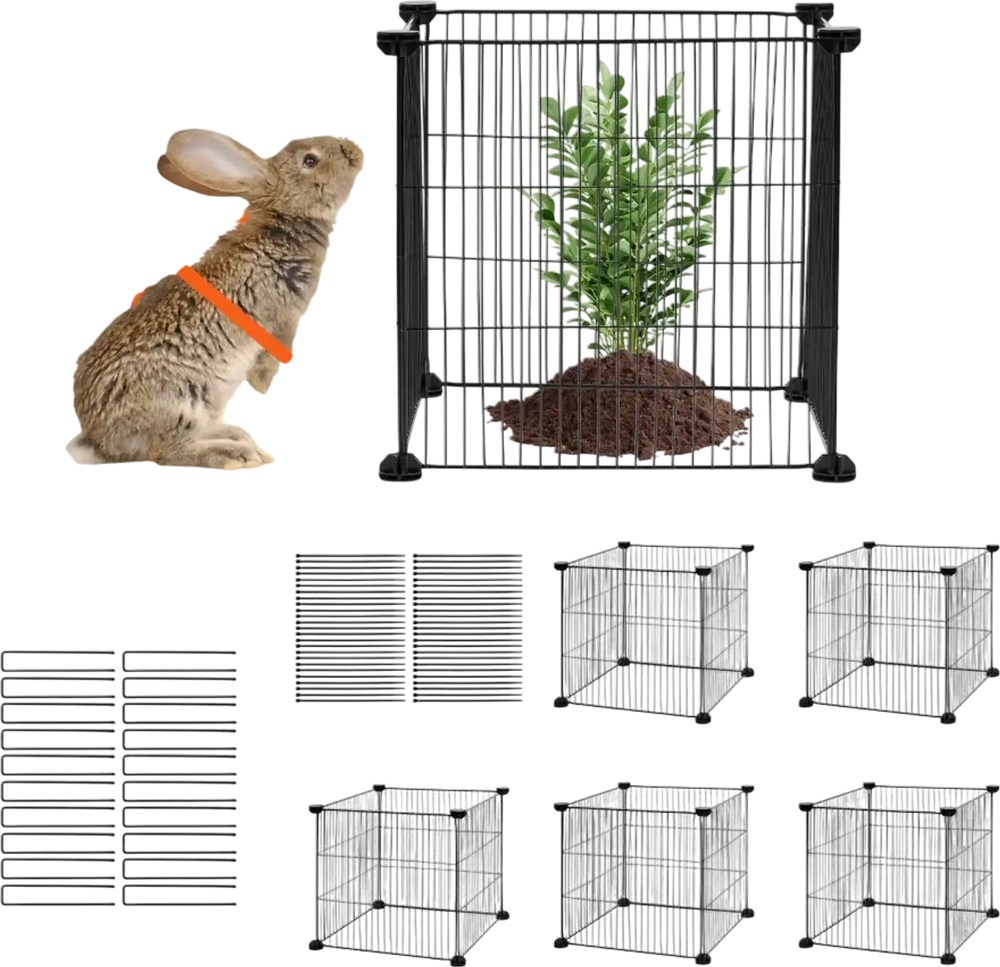 VEVOR 5 Pack Plant Protector from Animals, 15.35'' x 15.35'' Chicken Wire Plant Protector, Plant Cages for Outdoor Plants, Flowers & Vegetables, Keeps Bunny Chicken Squirrels Out, 20pcs Metal Mesh