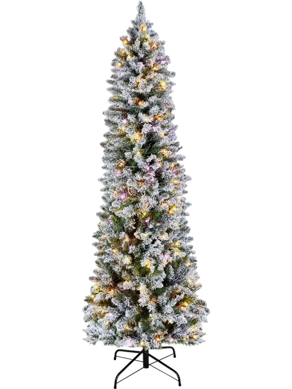 VEVOR Christmas Tree, 6ft Prelit Flocked Artificial Tree, Full Holiday Xmas Deco Trees with 240 Colorful LED Lights, 11 Lighting Modes & 635 Branch Tips for Home Party Office Decoration