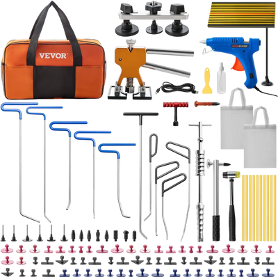 VEVOR Paintless Dent Removal Rods, 89 PCS Paintless Dent Repair Tools, Golden Lifter Puller Car Dent Repair Kit, Glue Puller Tabs Dent Puller Kit for Auto Dent Removal, Minor Dents, Door Dings