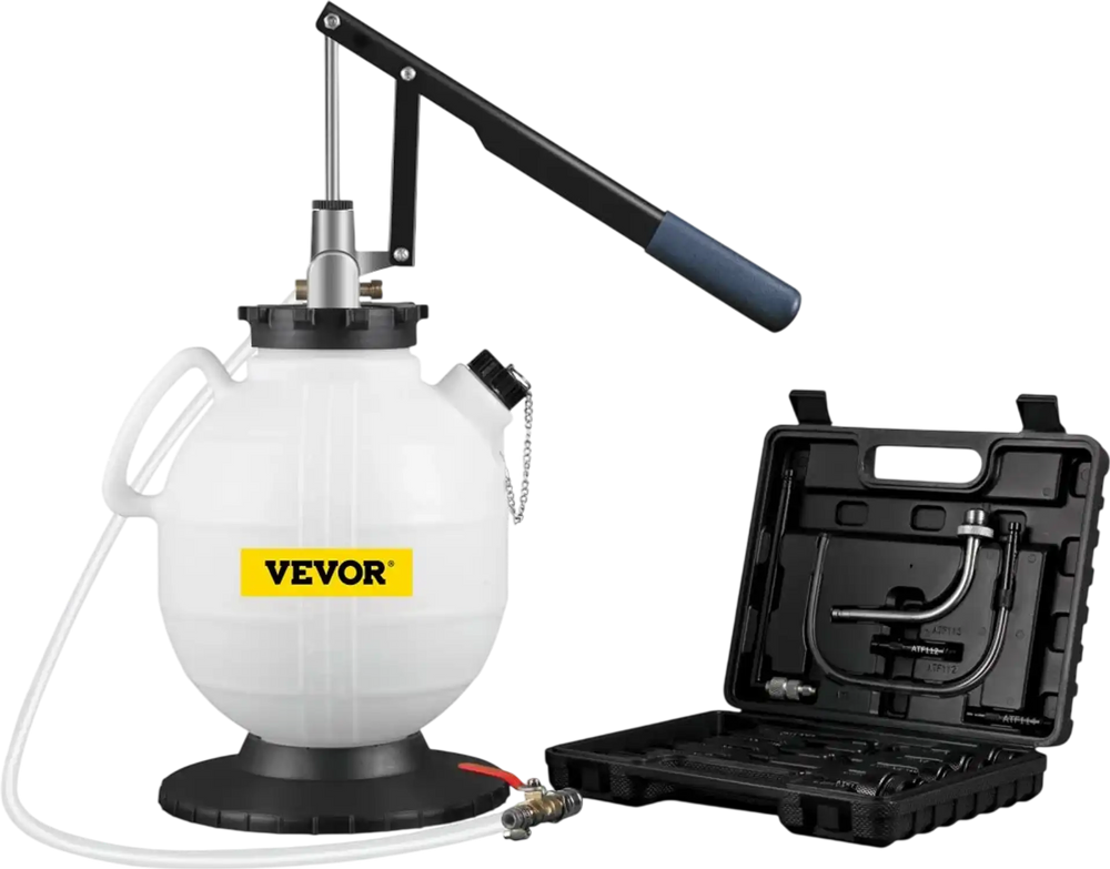 VEVOR Transmission Fluid Pump Manual ATF Refill System Dispenser, Oil and Liquid Refill Bleeder 7.5 Liter Large Capacity, Automatic Transmission Fluid Pump Tool Set with 15 Pieces ATF Filler Adapters