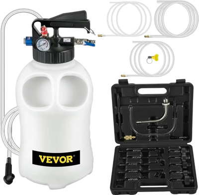 VEVOR Transmission Fluid Pump 2 Way ATF Refill System Dispenser, Oil and Liquid Extractor 10 Liter Large Capacity, Automatic Transmission Fluid Pump Tool Set with 14 Pieces ATF Filler Adapters
