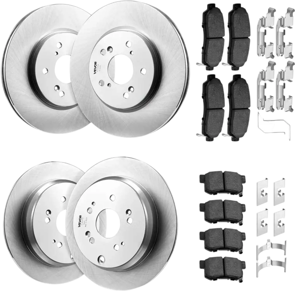 VEVOR Front & Rear Brake Kit Compatible with 2012-2016 Honda CR-V (AWD Models), Ceramic Brake Replacement Kits, 12 inch Hollow Structure Front Rotors, 12 inch Solid Structure Rear Rotors, R-31455