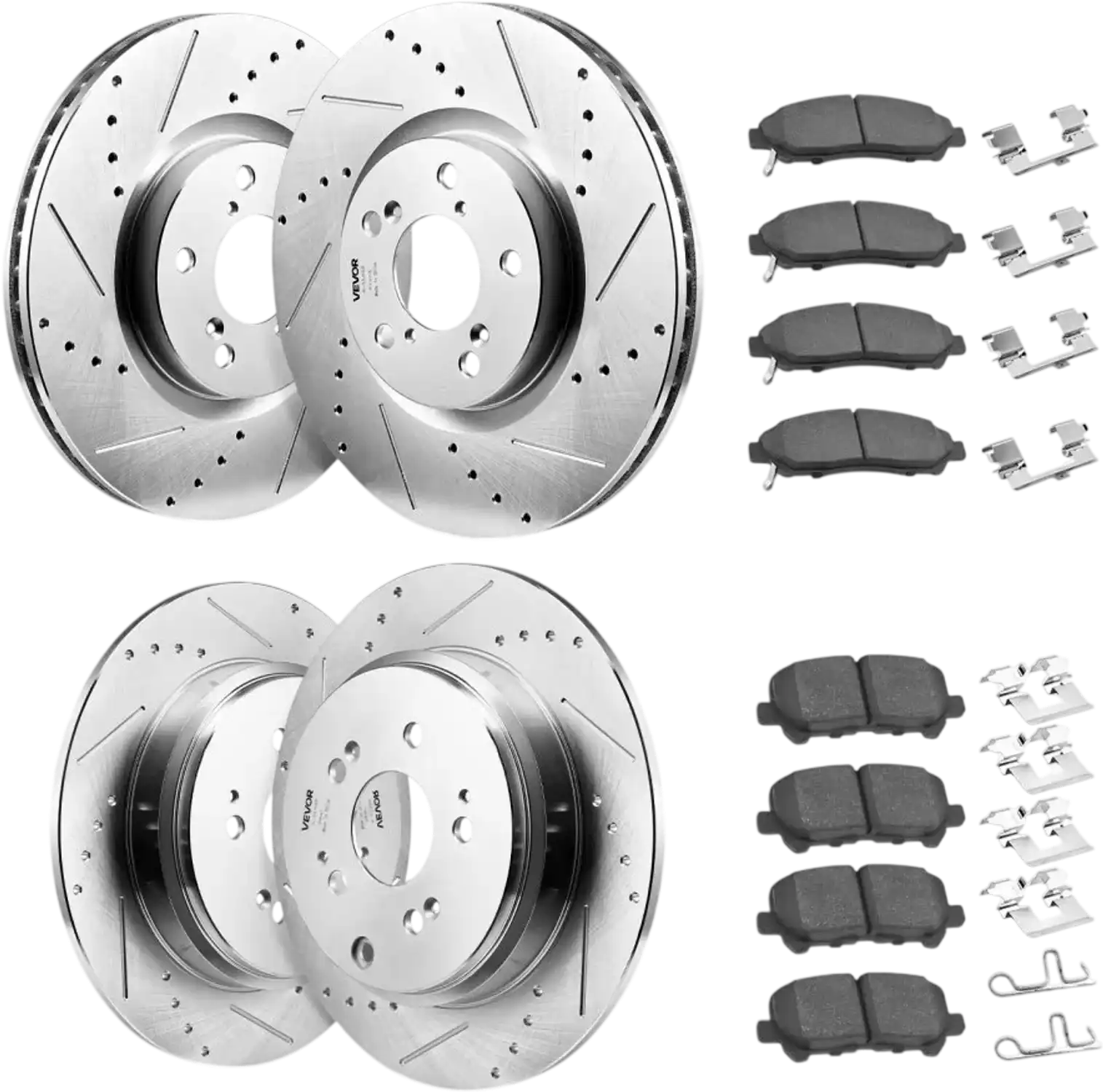 Vevor Brake Kit Front and Rear Ceramic Drilled and Slotted Rotors for Acura MDX ZDX Honda Pilot New